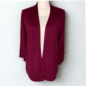 Evolution by Cyrus Burgundy Open Front Cardigan Sweater Medium NWT